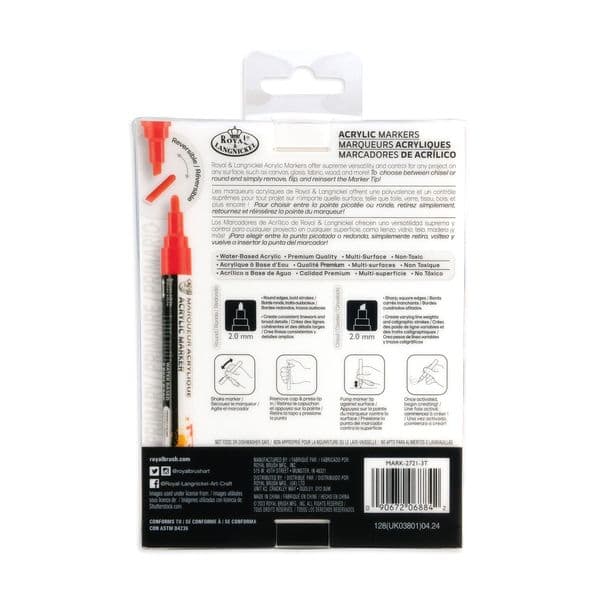 Royal & Langnickel 2mm  Reversible Acrylic Primary Paint Marker Set