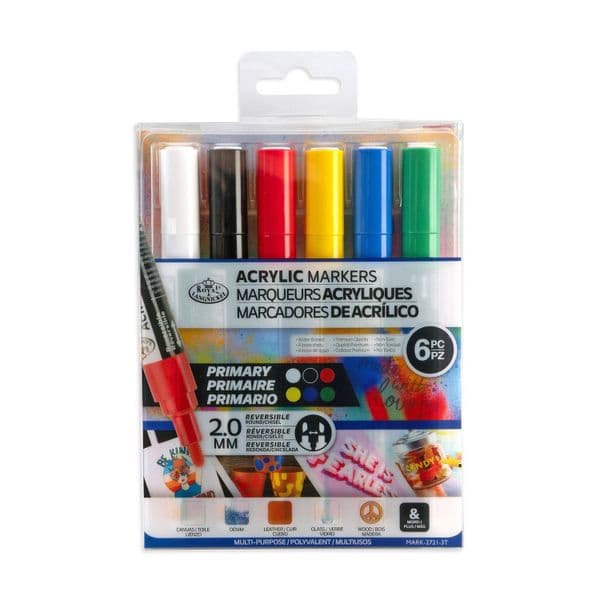 Royal & Langnickel 2mm  Reversible Acrylic Primary Paint Marker Set