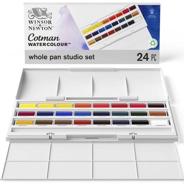 Winsor and Newton Cotman Studio 24 Whole Pan Watercolour Set