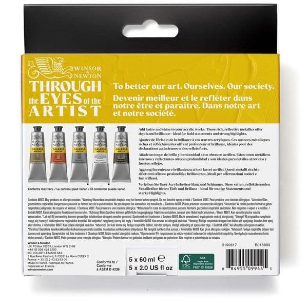 Winsor & Newton Galeria Acrylic Metallic Paint Set