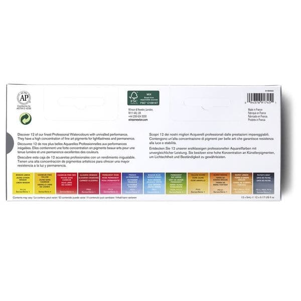 Winsor & Newton Professional Watercolour 12 x 5ml Tube Travel Tin