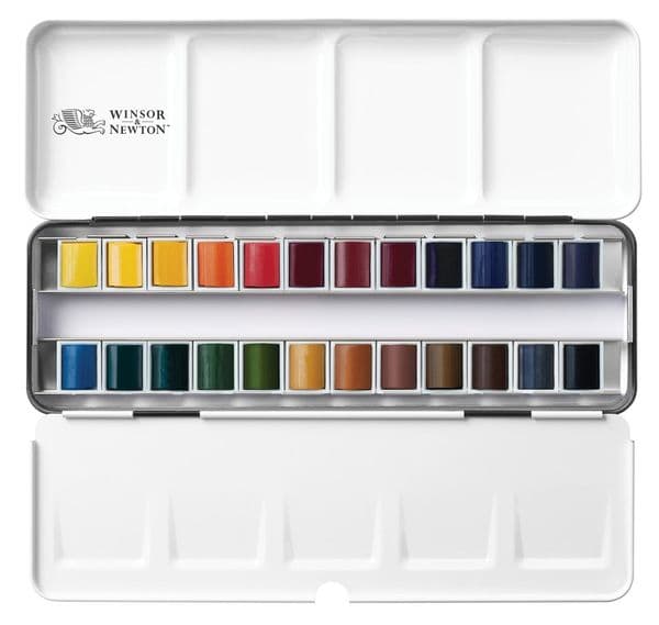 Winsor & Newton Professional Watercolour 24 Half Pan Complete Travel Tin