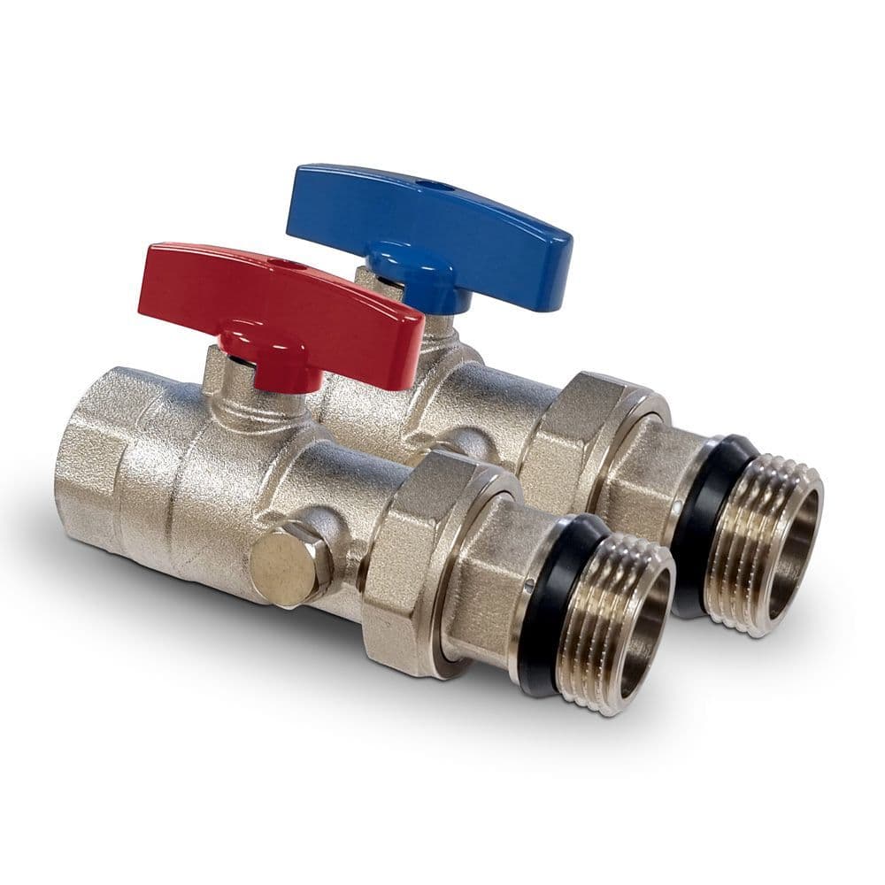 Fastwarm 1 x 1 inches Isolation/Ball Valve Pair (Red/Blue Valves)
