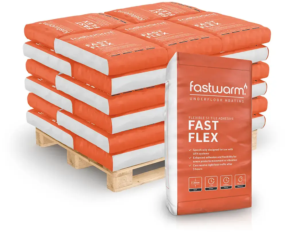 Fastwarm Fast Flex Rapid Set Tile Adhesive Pallet Deal 54 Bags