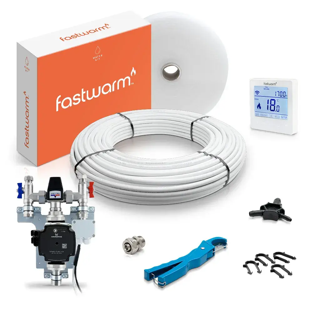 thumbnail image 2 of Complete Underfloor Heating Kit With Stainless Steel Manifold 2–8 Ports And Grundfos Pump 2 of 6