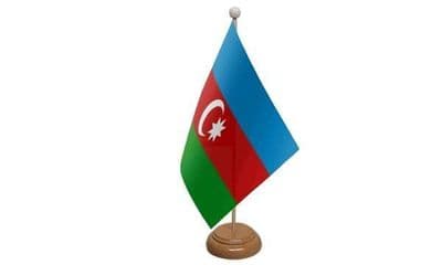 Azerbaijan Wooden Table Flag