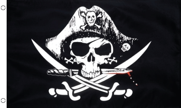 Black Skull With Cross Sabres Pirate Flag