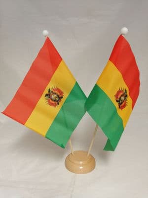 Bolivia Double Wooden Table Flag