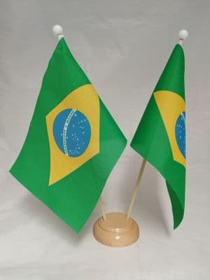 Brazil Double Wooden Table Flag