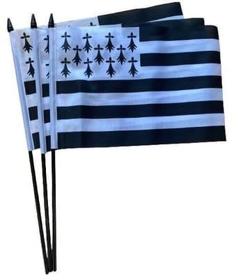 Brittany Hand Flag - 3 Pack