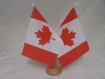 Canada Double Wooden Table Flag