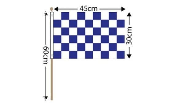 Checkered Hand Flag Blue and White 18&34; x 12&34;
