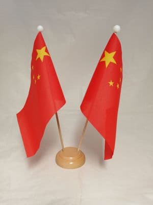 China Double Wooden Table Flag