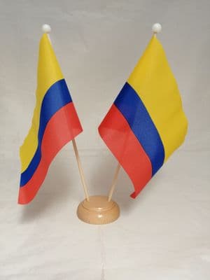 Colombia Double Wooden Table Flag
