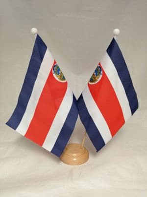 Costa Rica Double Wooden Table Flag