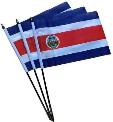 Costa Rica Hand Flag - 3 Pack