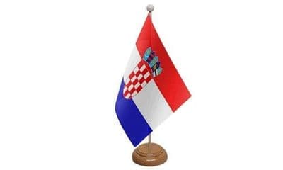 Croatia Wooden Table Flag
