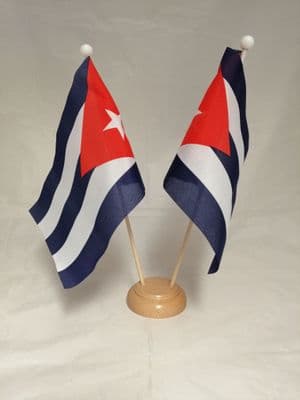 Cuba Double Wooden Table Flag