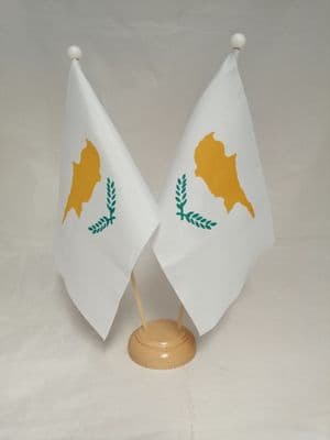 Cyprus Double Wooden Table Flag