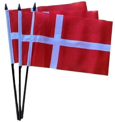 Denmark Hand Flag - 3 Pack