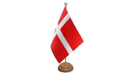 Denmark Wooden Table Flag