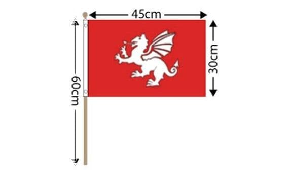 English White Dragon Hand Flag Large | flagly.co.uk | We Sell Flags