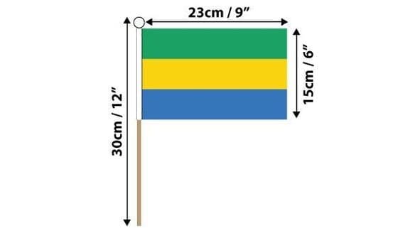 Gabon Hand Flag | flagly.co.uk | We Sell Flags and Bunting