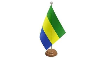 Gabon Wooden Table Flag