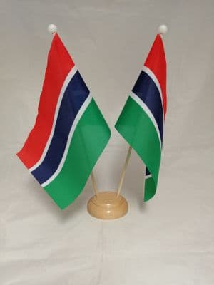 Gambia Double Wooden Table Flag