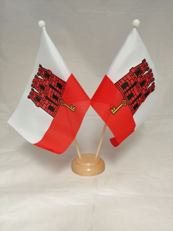 Gibraltar Double Wooden Table Flag | flagly.co.uk | We Sell Flags