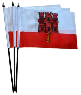 Gibraltar Hand Flag - 3 Pack