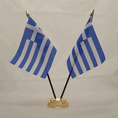 Greece Double Table Flag