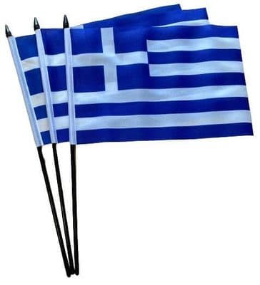 Greece Hand Flag - 3 Pack