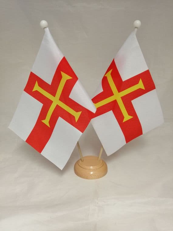 Guernsey Double Wooden Table Flag | flagly.co.uk | We Sell Flags