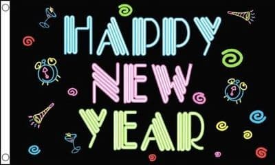 Happy New Year Neon Flag
