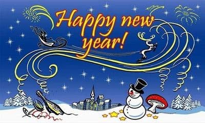 Happy New Year Snowman Flag