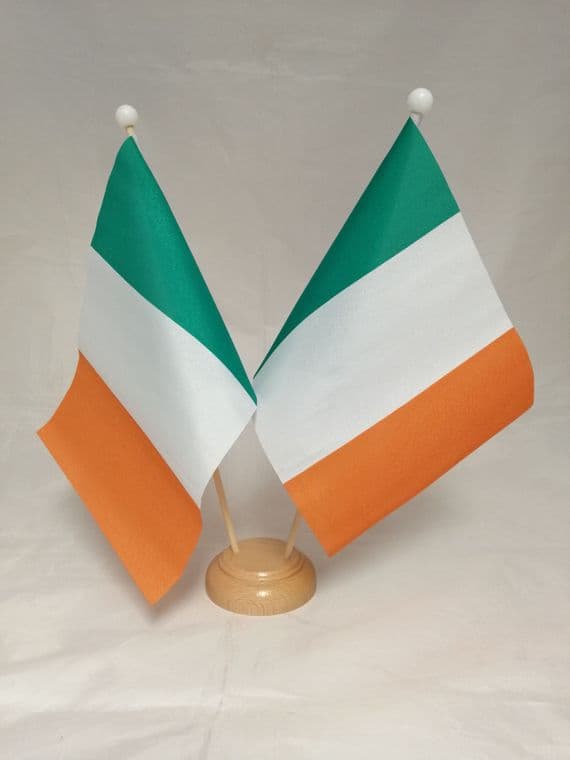 Ireland Double Wooden Table Flag | flagly.co.uk | We Sell Flags