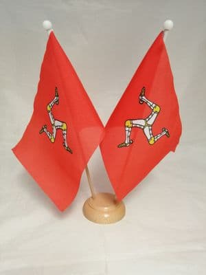 Isle of Man Double Wooden Table Flag
