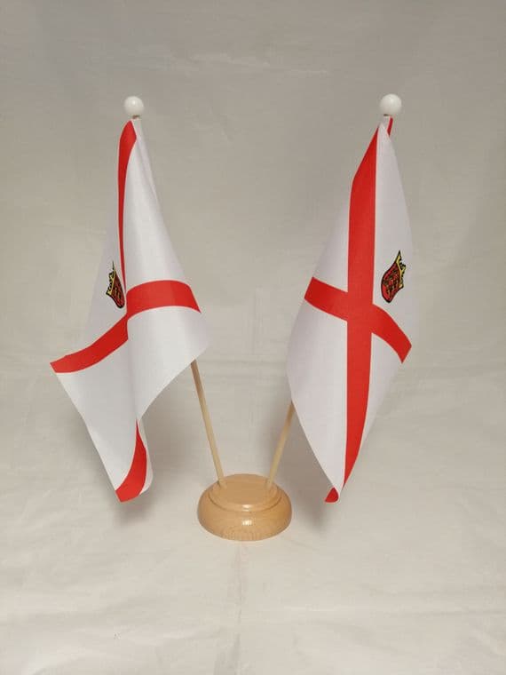Jersey Double Wooden Table Flag | flagly.co.uk | We Sell Flags