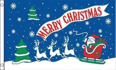 Merry Christmas (Blue) Flag