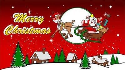 Merry Christmas Red Sleigh Flag