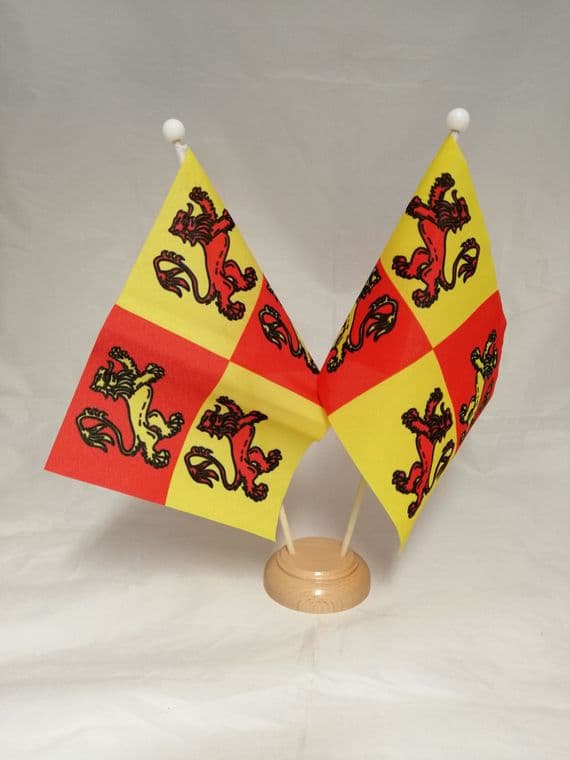 Owain Glyndwr Double Wooden Table Flag | flagly.co.uk | We Sell Flags