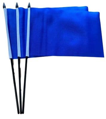 Plain Blue Hand Flag - 3 Pack
