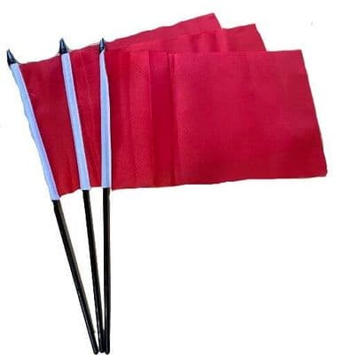 Plain Red Hand Flag - 3 Pack
