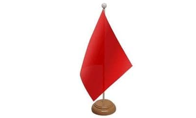 Plain Red Wooden Table Flag