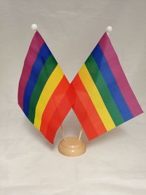 Rainbow Double Wooden Table Flag