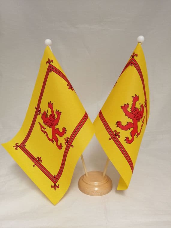 Scotland Lion Double Wooden Table Flag | flagly.co.uk | We Sell Flags