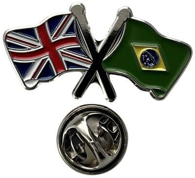 Union Jack & Brazil Pin Badge