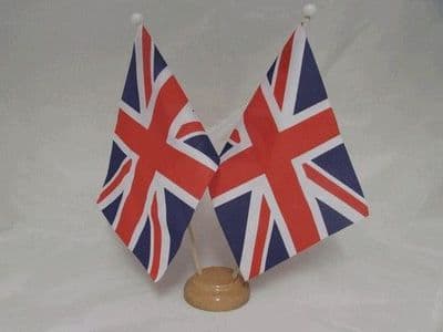 Union Jack Double Wooden Table Flag