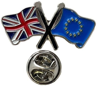 Union Jack & European Union Pin Badge
